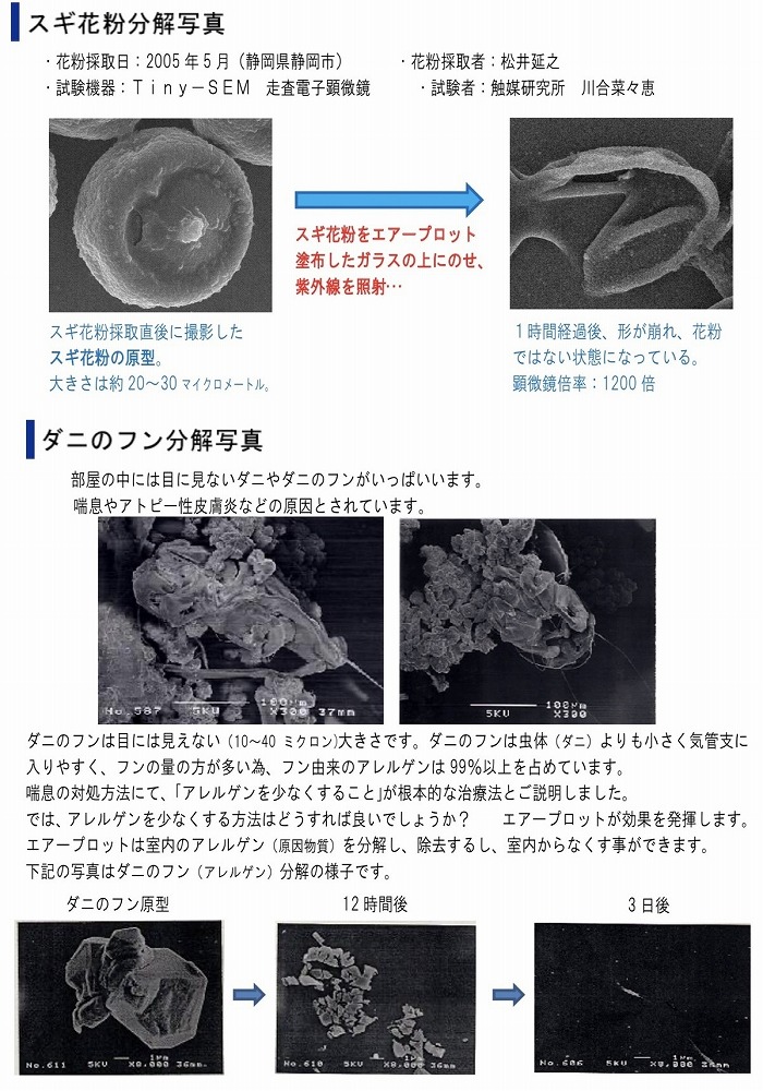 エアープロットは空気中のアレルゲンを分解・除去する